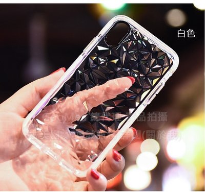 GooMea 3免運iPhone11 11Pro 11Pro Max 鑽石紋 菱形 白色 3D透明水晶氣墊殼TPU保護殼