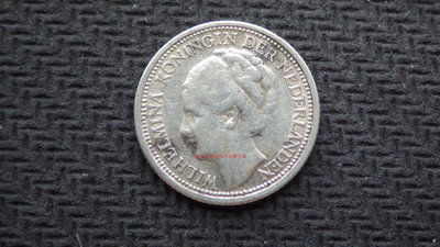 銀幣荷蘭1941年威廉明娜女王10分小銀幣 歐洲錢幣