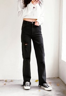 J BRAND JULES HIGH RISE STRAIGHT 美國 加州製 女褲 黑色 破壞 牛仔褲 全新