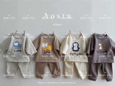 預購。21冬款。韓國aosta動物系列兒童休閒套裝（AOS11015-270/273）