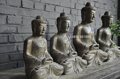 佛像仿古做舊青石雕刻坐佛釋迦摩尼如來石頭佛像復古懷舊雕刻工藝擺件