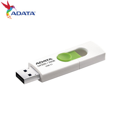 [保固公司貨]  威剛 UV320 32GB USB3.1 伸縮無蓋 高速隨身碟 白綠 (AD-UV320W-32G)