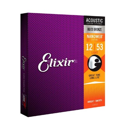 【三木樂器】免運 Elixir 11052 民謠吉他弦 12~53 NANOWEB 原廠公司貨 Light