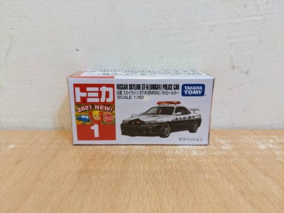 ~ 阿開王 ~ Tomica 1 Nissan GT-R R34 1/62 日產 GTR 警車 新車貼 1/64