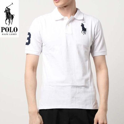 M號賠售【Ralph Lauren】成人版刺繡大馬短袖POLO衫(CUSTOM SLIM) 白色素面 短袖 網眼 休閒衫