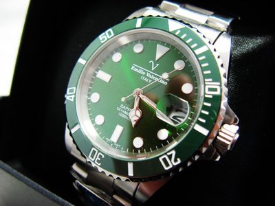 Valentino Coupeau 范倫鐵諾 綠水鬼陶瓷框100米水晶防刮鏡面石英鋼帶腕錶型號:SM21345SS