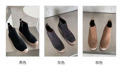 【現貨精選】韓國同步上新-秋冬英倫風磨砂皮時尚粗短跟中筒靴