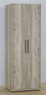 【風禾家具】GP-545-3@KW淺灰橡色2.3尺開門式雙吊衣櫃【台中5300送到家】 衣櫥 浮雕木紋 台灣製造 傢俱