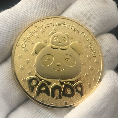 特價！* *熊貓浮雕動物鍍金紀念幣 收藏工藝牙仙子硬幣金幣紀念章