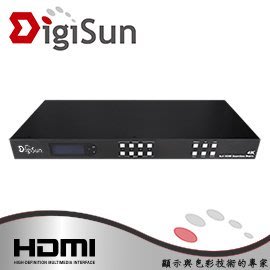 喬格電腦  DigiSun VW406 4K HDMI 4螢幕拼接電視牆控制器+4x4矩陣切換器 專業型