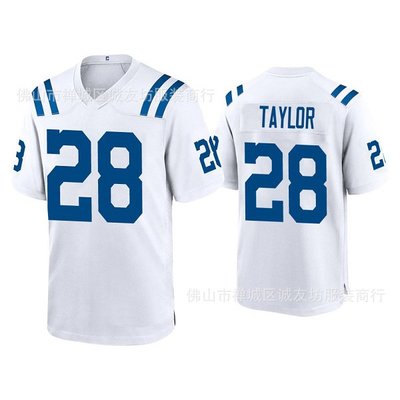 現貨球衣運動背心NFL橄欖球服球衣小馬 28 復古藍色 Colts Taylor Jersey