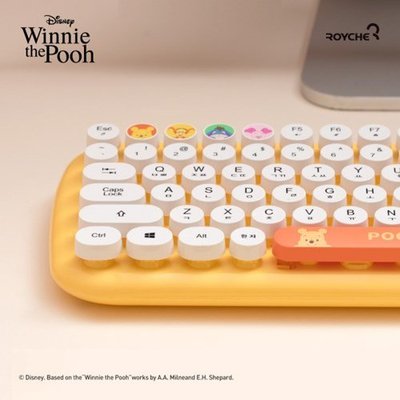 現貨韓國 小熊維尼噗噗鍵盤鼠標USB接收器韓語鍵盤可愛