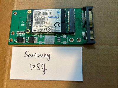 二手Samsung三星 mSATA 128g SSD固態硬碟+SATA轉接板
