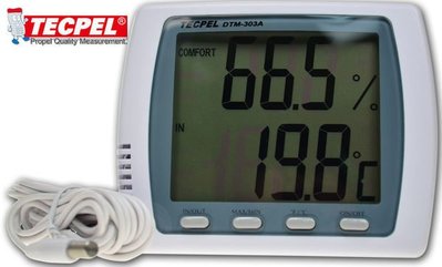 TECPEL 泰菱 》DTM-303A 室內外二用大型顯示溫濕度計/溫溼度計/溫度計+校正報告