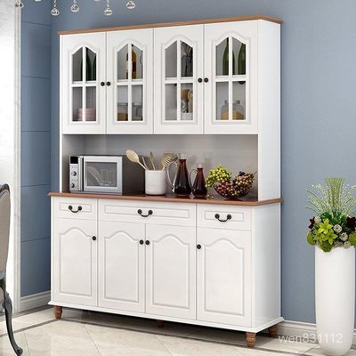 烤漆餐邊櫃現代簡約酒櫃廚房碗櫃多功能餐廳儲物櫃白色組裝茶水櫃
