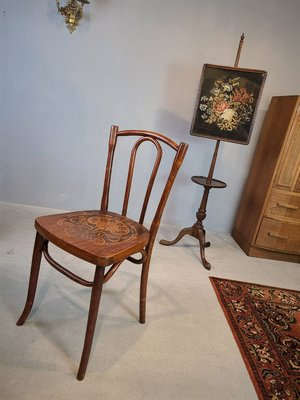 【卡卡頌 歐洲古董】法國 新藝術 穆夏 花朵捲葉 曲木椅 古董椅 餐椅 書桌椅  歐洲老件  ch0888 ✬