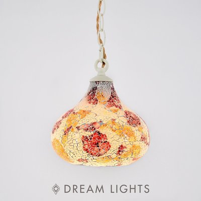 【DREAM LIGHTS】玫瑰蓓蕾裂紋弧形玻璃彩繪吊燈 手工彩繪玻璃燈飾