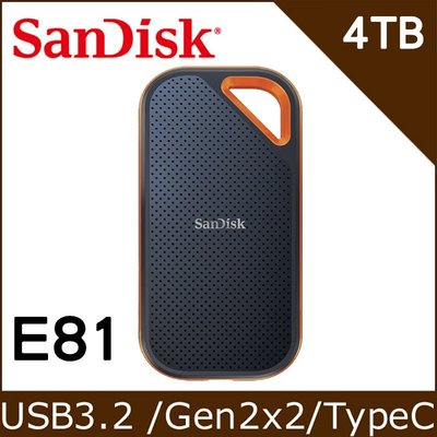 SanDisk 超高速讀/寫 USB 3.2 E81 Extreme PRO Portable 4TB 行動固態硬碟