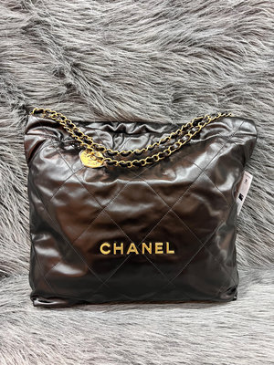 Chanel AS3261 黑色 金釦 中號 22 垃圾袋 肩背包
