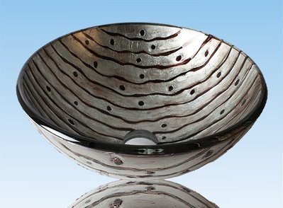 FUO衛浴:42公分 彩繪工藝 藝術強化玻璃碗公盆 (WY15086)預訂!
