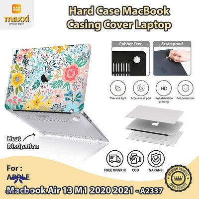 Macbook Air 13 M1 2020 2021 硬殼外殼筆記本電腦保護套花朵圖案防刮橡膠腳全面保護散熱高清打印