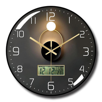 時鐘 英文LED掛鐘 日歷鐘錶時尚靜音時鐘掛墻亞馬遜Wall Clock