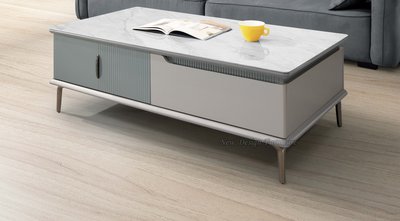 【N D Furniture】台南在地家具-經典電鍍古銅色腳MDF全包烤漆130cm岩板大茶几YH