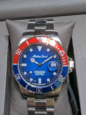 Mathey Tissot 全新 瑞士製 潛水錶 44mm 防水300m 藍漸層 自動錶 機械錶 百事圈