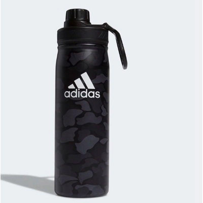 (全新現貨）Adidas迷彩豹紋黑 不銹鋼熱/冷雙層保溫運動水壺 600ml 很美的光澤感 直飲式
