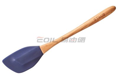 【易油網】Staub 橄欖木矽膠刮刀 藍色炒菜鏟(L) 32cm 40509-246