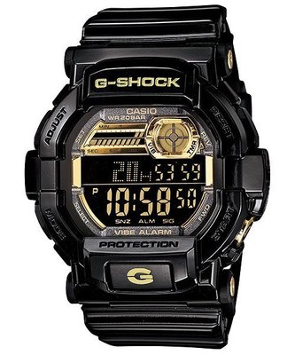 【金台鐘錶】CASIO卡西歐G-SHOCK 震動 閃動響報 特務著用款 (黑金) GD-350BR-1