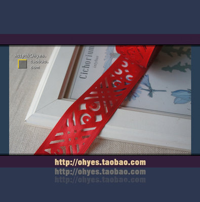 【熱賣精選】新年紅色鏤空鐵絲定型邊織帶裝飾帶 禮品禮盒輔料 3.8CM寬
