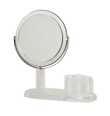 超值鏡子!!!~ 雙面  圓 立鏡 花型 收納盒 可旋轉 鏡子 隨身鏡 化妝鏡 3倍 L-017