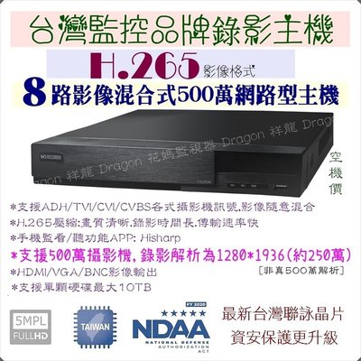 豬老大監視器 台灣品牌昇銳 H.265 AHD 500萬 8路8音 DVR 適 2MP 4MP 5MP 攝影機 監控主機