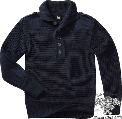 ♛大鬍子俱樂部♛ Brandit ® Alpin Pullover 德國 工裝風格 冬季 保暖 粗針織 毛衣 海軍藍