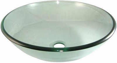 強化玻璃面盆附底圈及落水頭,直徑42公分, 透明 VS10