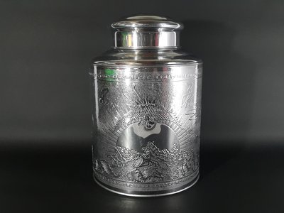 [銀九藝] 早期 高~26公分 合金白鐵茶葉罐 密封罐