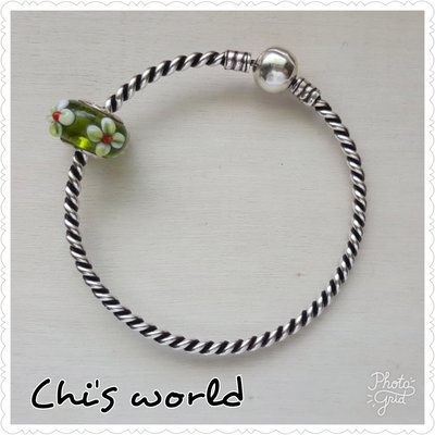 Chi's world~潘朵拉適用 純銀琉璃珠charms手工製琉璃串珠配件 國際標準925純銀 大孔徑 約5.5mm