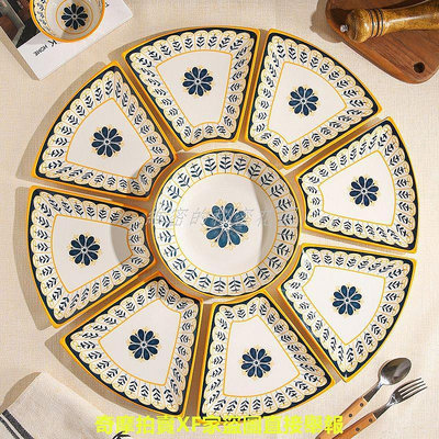 拼盤組合創意餐具 團圓拼盤餐具組合 陶瓷盤子湯碗家用菜盤碗碟套裝