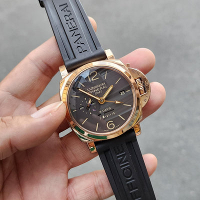 【個人藏錶】 PANERAI 沛納海 PAM576 18K紅金材質 8日動能顯示 GMT 日夜 44mm 2015全套 台南二手錶 pam233