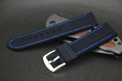 24mm  通用型賽車疾速風格矽膠錶帶不鏽鋼製錶扣,藍色縫線,雙錶圈,diesel seiko