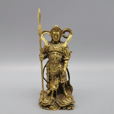 【二手】古玩銅器收藏黃銅二郎神像，造型精美，工藝精湛，漿潤澤44233【元明清古玩】古董 老貨 擺件