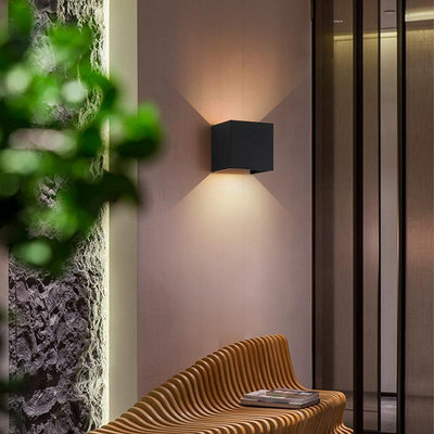 壁燈 簡約現代創意個性led北歐戶外過道正方形臥室床頭客廳背景墻