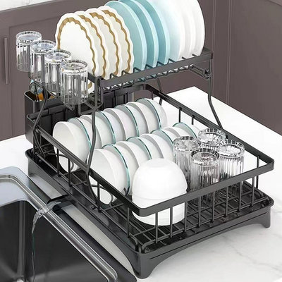 廚房雙層碗碟瀝水架 廚房碗筷置物架家用水槽碗架收納架