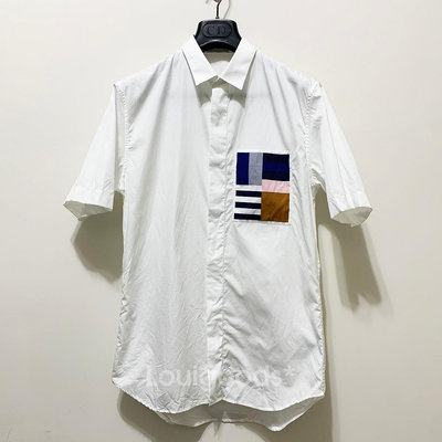 路易好貨｜DIOR HOMME 白色幾何口袋圖案 經典款式短袖襯衫 38
