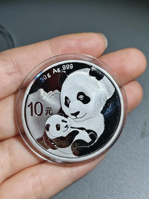 2019熊貓銀幣30g 熊貓紀念幣殼子裂了，有氧化介意勿擾【老王收藏】13351