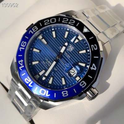 TAG HEUER Aquaracer Calibre 7 GMT 藍黑圈 藍色錶盤 銀色不鏽鋼錶帶 男士 自動機械錶 WAY201T.BA0927