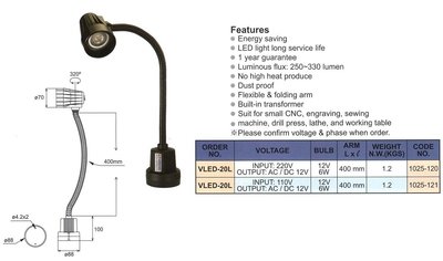 集中型彎管LED工作燈 VLED-20L