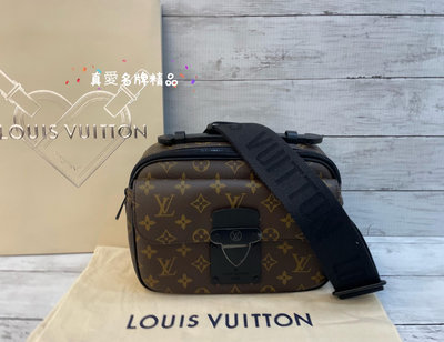 《真愛名牌精品》LV  M45806 S-Lock 老花 黑鎖頭 翻蓋 後拉鍊 郵差包 *全新品*代購