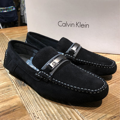 美國百分百【Calvin Klein】鞋子 CK 麂皮 休閒鞋 樂福鞋 Loafer 皮鞋 豆豆鞋 男鞋 黑色 I142
